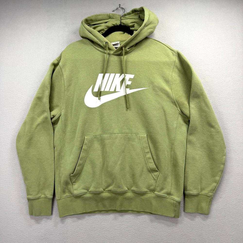 Nike Sportswear Club Fleece Hoodie Mens M Green Athletic Pullover Sweatshirt